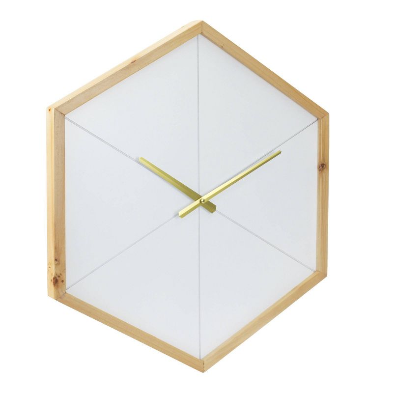 23.5&#34; Wooden Hexagon Wall Clock with Open Face White - Stonebriar Collection, 3 of 10