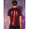 Lars Amadeus Men's Short Sleeves Crew Neck Nightclub Party Sequin T-Shirts - 3 of 4