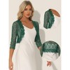 INSPIRE CHIC Women's Crop 3/4 Sleeve Sheer Floral Lace Shrug Cardigan Top - 2 of 4