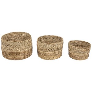 Northlight Set of 3 Braid and Twist Woven Seagrass Storage Baskets 9.75" - 1 of 4