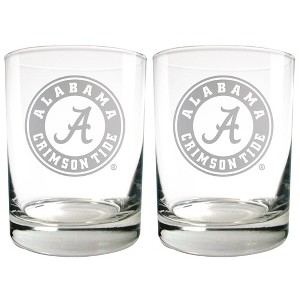 NCAA Alabama Crimson Tide Laser Etched Rocks Glass Set - 2pc: 12oz Drinkware Gift Set - 1 of 3