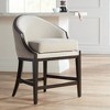 55 Downing Street Jasper Truffle Wood Bar Stool Brown 25" High Modern Oatmeal Fabric Cushion with Backrest Footrest for Kitchen Counter Height Island - 2 of 4