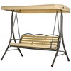 Outsunny 3-Seat Patio Swing Chair, Outdoor Canopy Swing Glider with Cushion, Adjustable Shade, and Slatted Design, for Porch, Garden, Poolside, Beige - 4 of 4