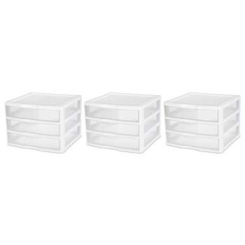 Sterilite ClearView Compact Stacking 3 Drawer Storage Organizer System for  Crafting Supplies, Home Office, or Dorm Room, (16 Pack)