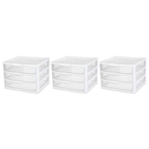 Sterilite Clear Plastic Stackable Small 3 Drawer Storage System for Home Office, Dorm Room, or Bathrooms - image 1 of 4