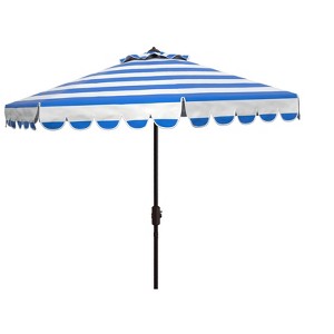 Maui Single Scallop Striped 9Ft Crank Push Button Tilt Umbrella - PAT8011 - Safavieh - 1 of 4