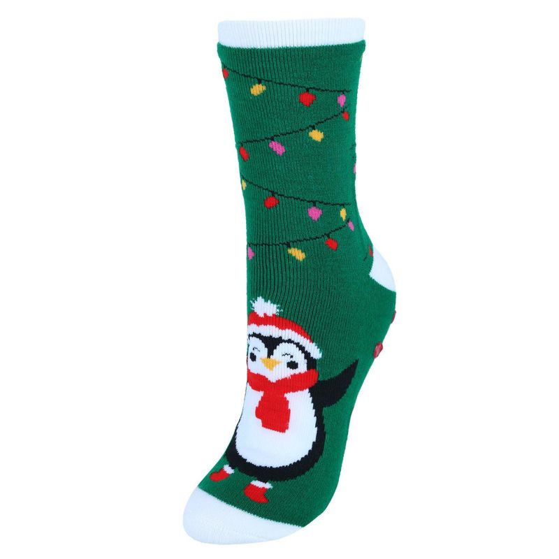 Gold Medal Women's Holiday Super Soft Crew Sock with Grippers, 1 of 2