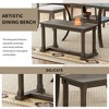Whisen 6-Piece Wood Dining Table Set with Bench and 4 Removable Cushions Dining Chairs - 2 of 4