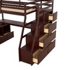 XIYUYEU Twin Size Loft Bed with Desk Wooden Bed Frame with 2 Shelves, 7 Drawers, Stairs - 4 of 4