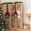 4 Pcs 9 Inch Cabinet Wreaths Red Berry with Red and Black Plaid Bow Farmhouse Holiday Xmas Party Decorations Elegant Style - 4 of 4