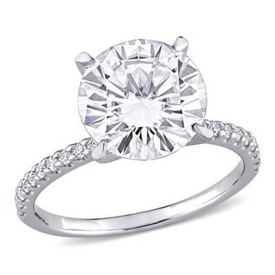 EVERLY JEWELRY  |   10K White Gold 4 CT DEW Created Moissanite-White Fashion Ring