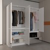 FUFU&GAGA Mirrored Door Wardrobe Clothes Organiser with Hanging Rod White - 3 of 4