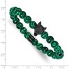 Chisel Stainless Steel Black IP-plated Wolf Head 8mm Synthetic Malachite Beaded 7" Stretch Bracelet - 4 of 4