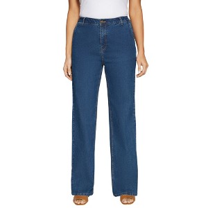 Jessica London Women's Plus Size True Fit Stretch Denim Wide Leg Jean - 1 of 4