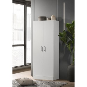 Alara White 60" Height Simplistic Modern Double Door Storage Cabinet - 1 of 4