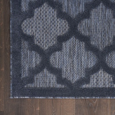 Navy Blue Trellis Synthetic Flat Woven 7' x 10' Area Rug