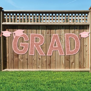 Big Dot of Happiness Rose Gold Grad - Large Graduation Party Decorations - GRAD - Outdoor Letter Banner - 1 of 4