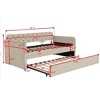 Sapphtopaz Twin Size Daybed Bed Frame with Trundle Velvet Button Tufted Back Upholstered Sofa Bed with USB Charging for Apartment, Bedroom - 3 of 4