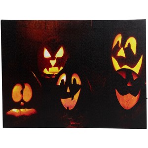 Northlight LED Lighted Silly Jack-O-Lanterns Halloween Canvas Wall Art - 15.75" x 12" - 1 of 4