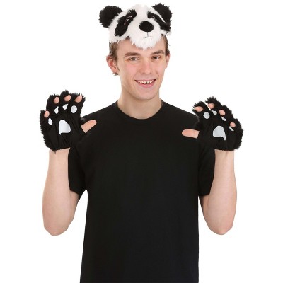 HalloweenCostumes.com One Size Fits Most   Panda Plush Paws Kit and Headband, Black/White