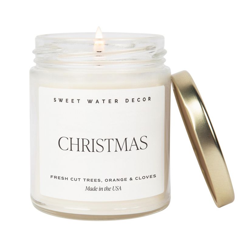 Sweet Water Decor Christmas 9oz Clear Jar Soy Candle, 1 of 4