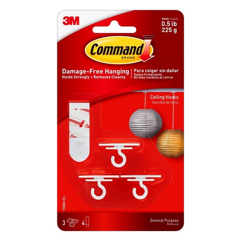 Command Ceiling Hooks 3 Hooks 4 Strips White Target