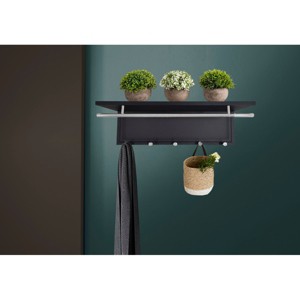 Yukimo 29" Esyspot Metal Wall-Mounted Hook with Shelf - 5 Hooks, Powder-Coated Green Finish, Storage Shelf for Entryway/Bedroom/Mudroom - 1 of 4