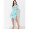 INSPIRE CHIC Women's Stand Collar Smocked Waist Sheer Sleeve Ruffle Layers Floral Chiffon Dress - 2 of 4