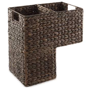 Casafield Stair Basket with Handles - Woven Water Hyacinth Staircase Step Organizer Bin
