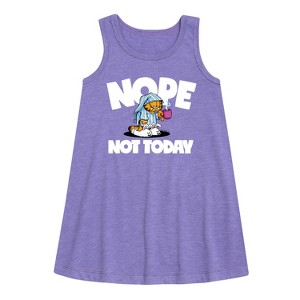Girls' - Garfield - Nope Not Today Graphic Sleeveless Aline Dress - 1 of 3
