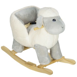 Cesicia Baby Rocking Horse Sheep, Plush Lamb Rocker, Rocking Animal with Seat Belt, Sounds & Pedals for Kids 1-3 Years, Gray - 1 of 4