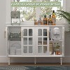 COMHOMA White Fluted Cabinet with Glass Doors, Vintage Style Storage Credenza with Adjustable Shelves for Dining Room - 3 of 4