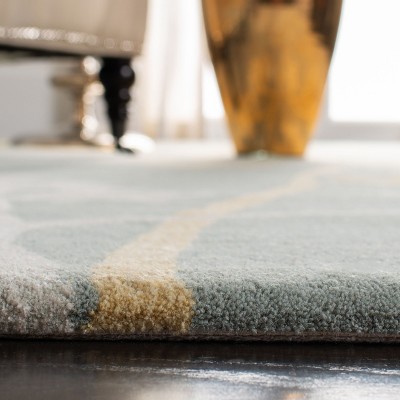 Light Blue and Multi Floral Hand-Tufted Wool Area Rug