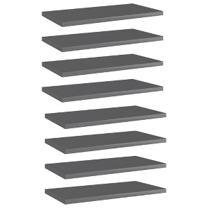 vidaXL Bookshelf Boards 8 pcs High Gloss Gray 15.7 in.x7.9 in.x0.6 in. Engineered Wood - 1 of 4