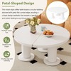 TIRAMISUBEST Round Petal-Shaped Coffee Table, Cream Style Center Table with 3 Thick Legs, Minimalist Irregular End Table with Sleek Round Edges - 4 of 4