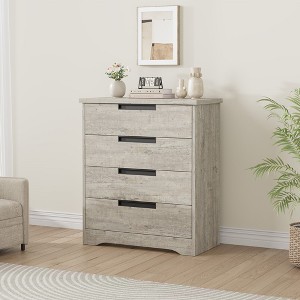 4 Drawer Dresser for Bedroom, Gray Chest of Drawers with Embedded Handles Design, Wooden Dresser Organizer for Living Room, Hallway and Entryway - 1 of 4
