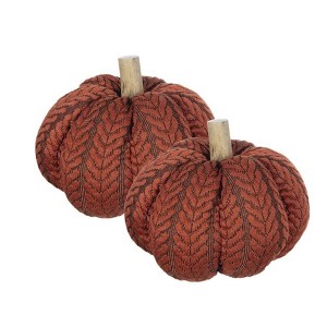NAYSAYE Set of 2 Fabric Pumpkins Ornament Holiday Decor for Fall Harvest Festival Thanksgiving Tabletop Display, Orange, 16"*12"*6" - 1 of 4