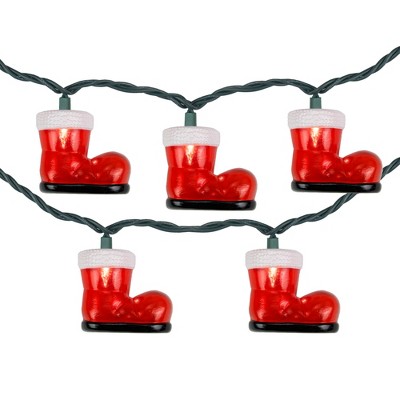 Northlight 10-count Santa's Boots Christmas Light Set, 7.5ft Green Wire ...