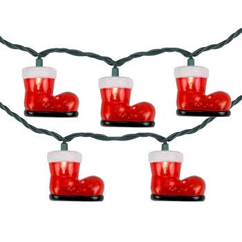 Northlight 10-Count Santa's Boots Christmas Light Set, 7.5ft Green Wire