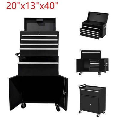 20" Rolling Tool Chest Removable Steel Tool Box Combo Cabinet With 5 Drawer & Lock