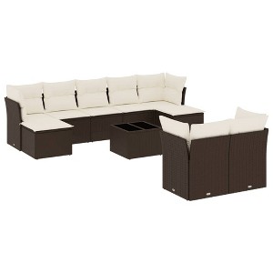 vidaXL Garden Sofa Set Brown PE rattan Large Garden Sofa Set - 1 of 4