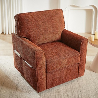 360° Swivel Chair Accent Barrel Armchair, Sofa Chair with Side Pockets for Living Room, Bedroom, Office, Hotel - Green/Red/Gray - ModernLuxe