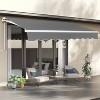 12ft x 10ft Charcoal Gray Retractable Patio Awning - UV and water resistant durable aluminum frame with manual crank handle - 3 of 4