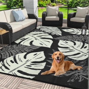 Outdoor Straw Plastic Rug, Lightweight Reversible Patio Rug, Folding Portable Deck Area Carpet, Large Floor Mat for Backyard Garden Camping Picnic - 1 of 4