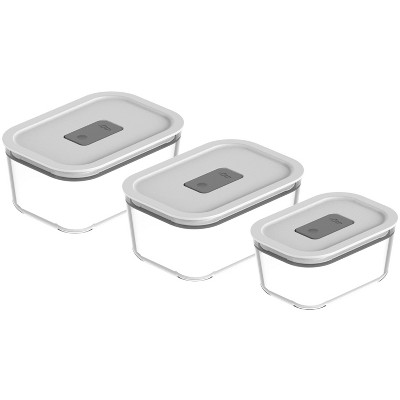 OU Glass Food Storage Container Set 6pc (set of 3) Microwave, Freezer & Dishwasher Safe, Airtight Leak Proof Lid with Microwave Valve, Stackable