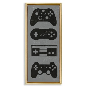 Stupell Industries Vintage Video Game Controllers Floating Frame Canvas Art, Gold, 11" x 25" - 1 of 4