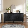 60'' Farmhouse TV Stand with Sunburst Doors,Adjustable Shelves and Storage Cabinet for Living Room-Baofuwish - 2 of 4