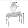 Luxury Makeup Vanity Desk with Wall-Mounted Oval Mirror, 3-Drawer Dressing Table for Cosmetics Jewelry Storage - 4 of 4