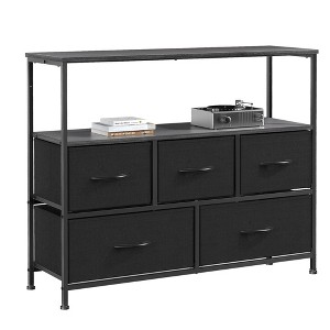 5 Drawers Dresser for Bedroom, Closet Fabric Dresser With Metal Frame, TV Stand Furniture with Open Shelf for Hallway Living Room Entryway - 1 of 4