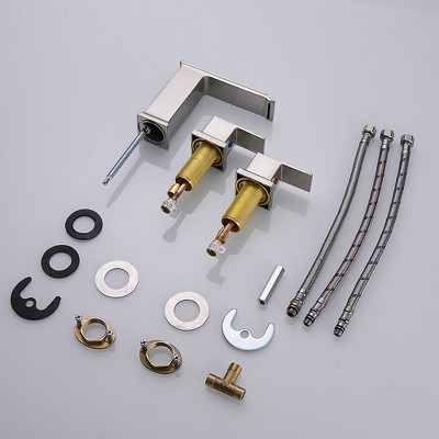 Brushed Nickel 2-Handle Widespread Bathroom Faucet with Drain Assembly